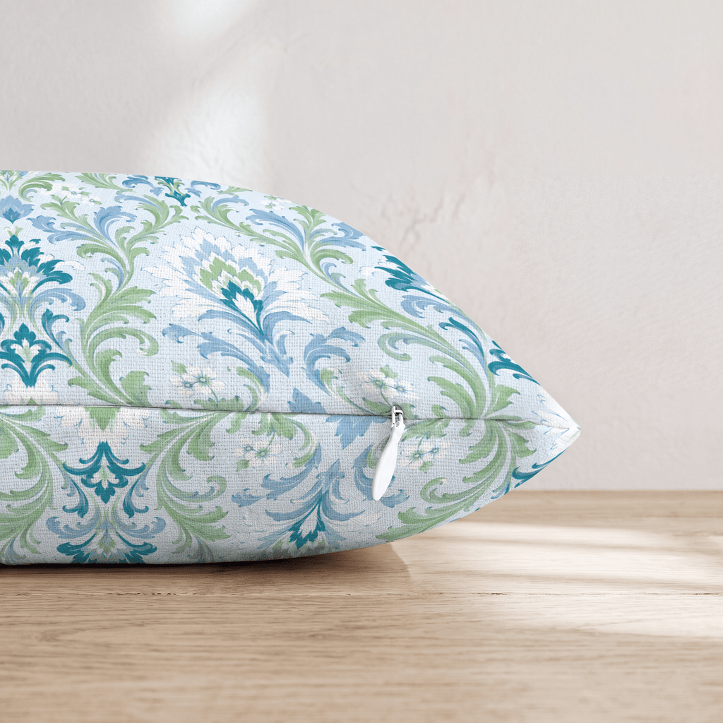 Coastal Palms Damask Throw Pillow - Hillcroft Home