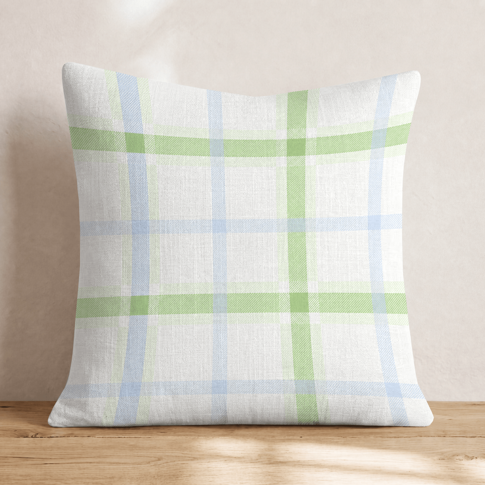 Coastal Palms Tartan Throw Pillow - Hillcroft Home