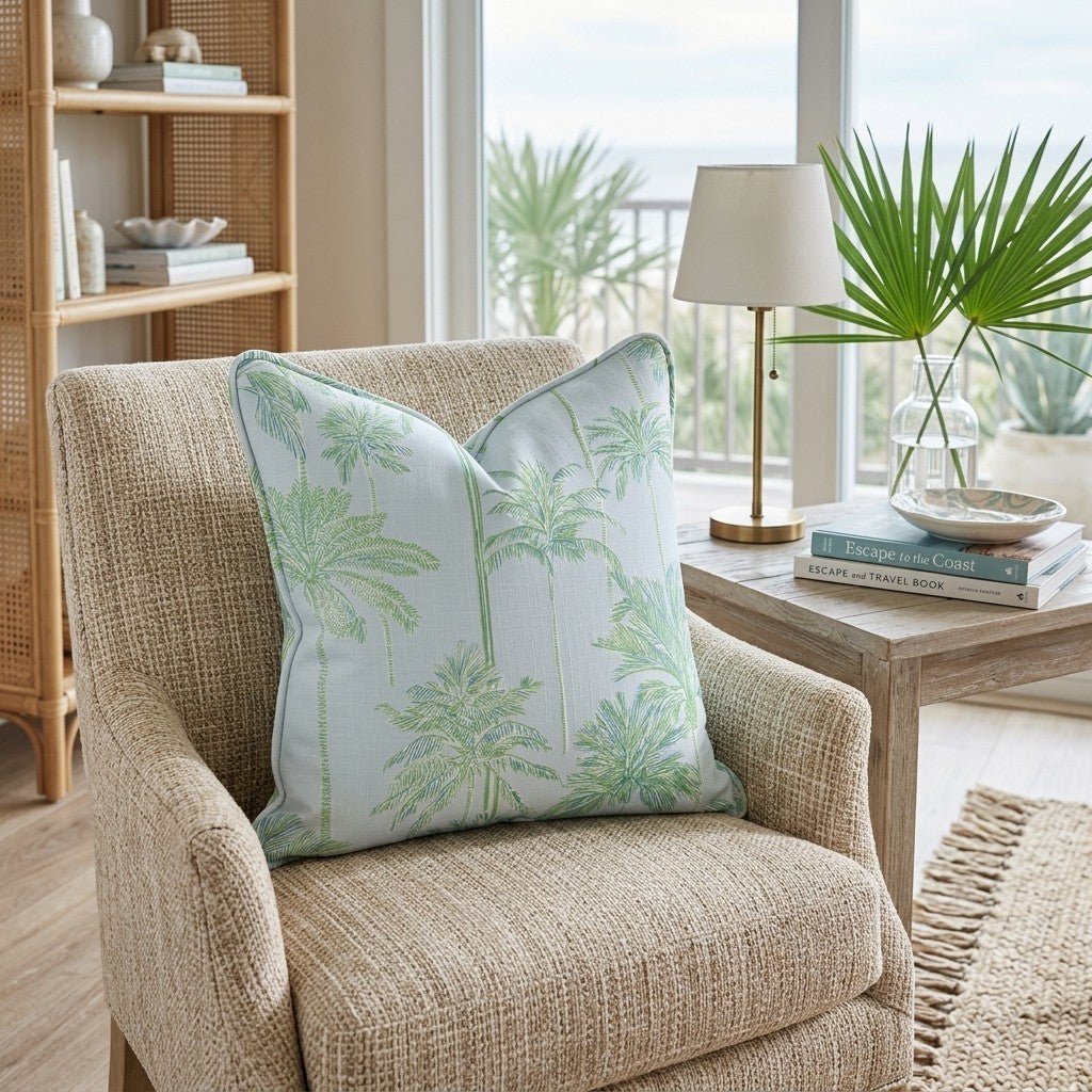 Coastal Palms Throw Pillow - Hillcroft Home