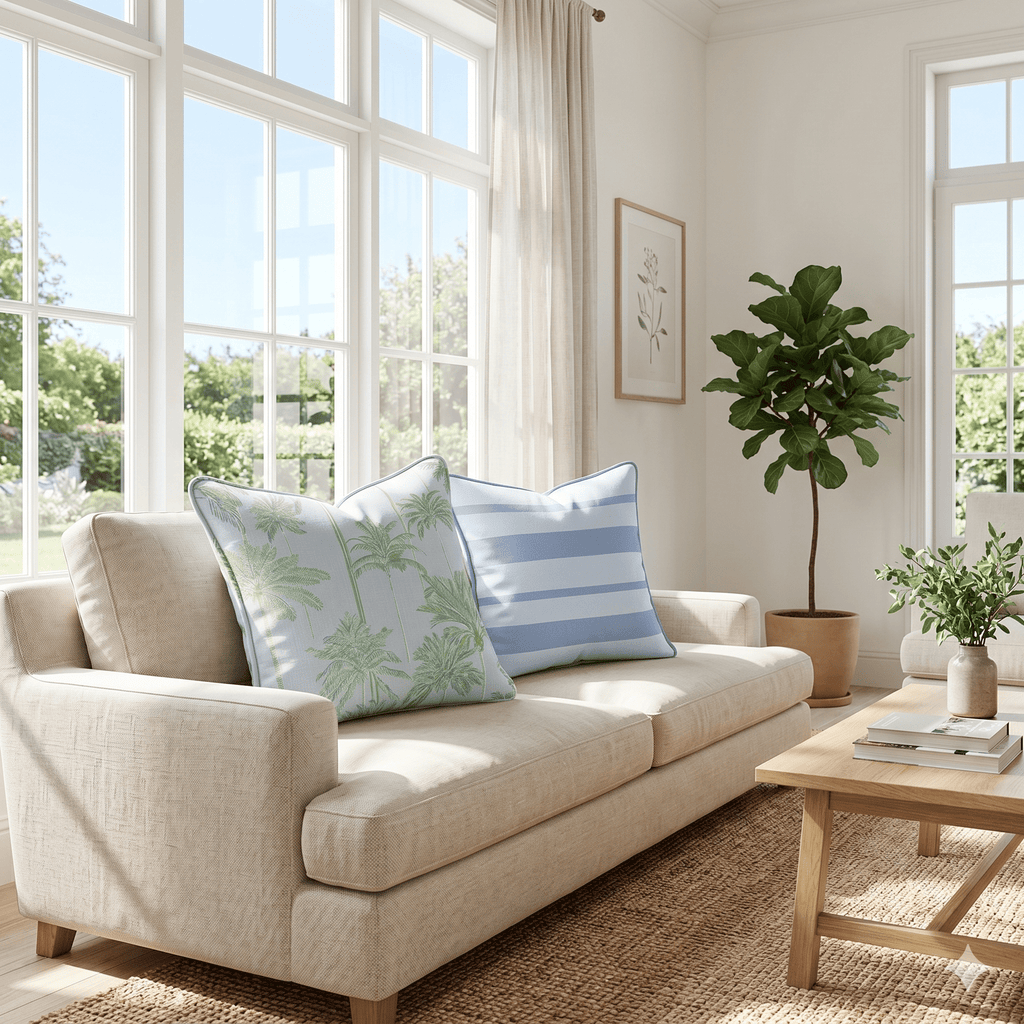 Coastal Palms Throw Pillow - Hillcroft Home