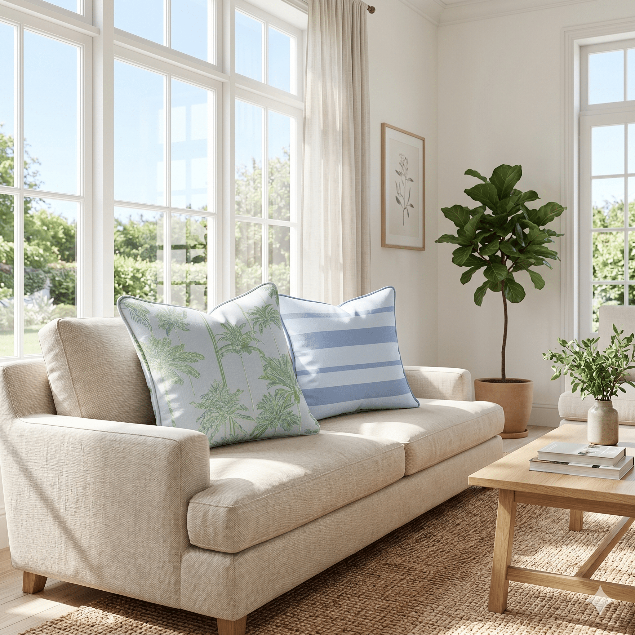 Coastal Palms Throw Pillow - Hillcroft Home
