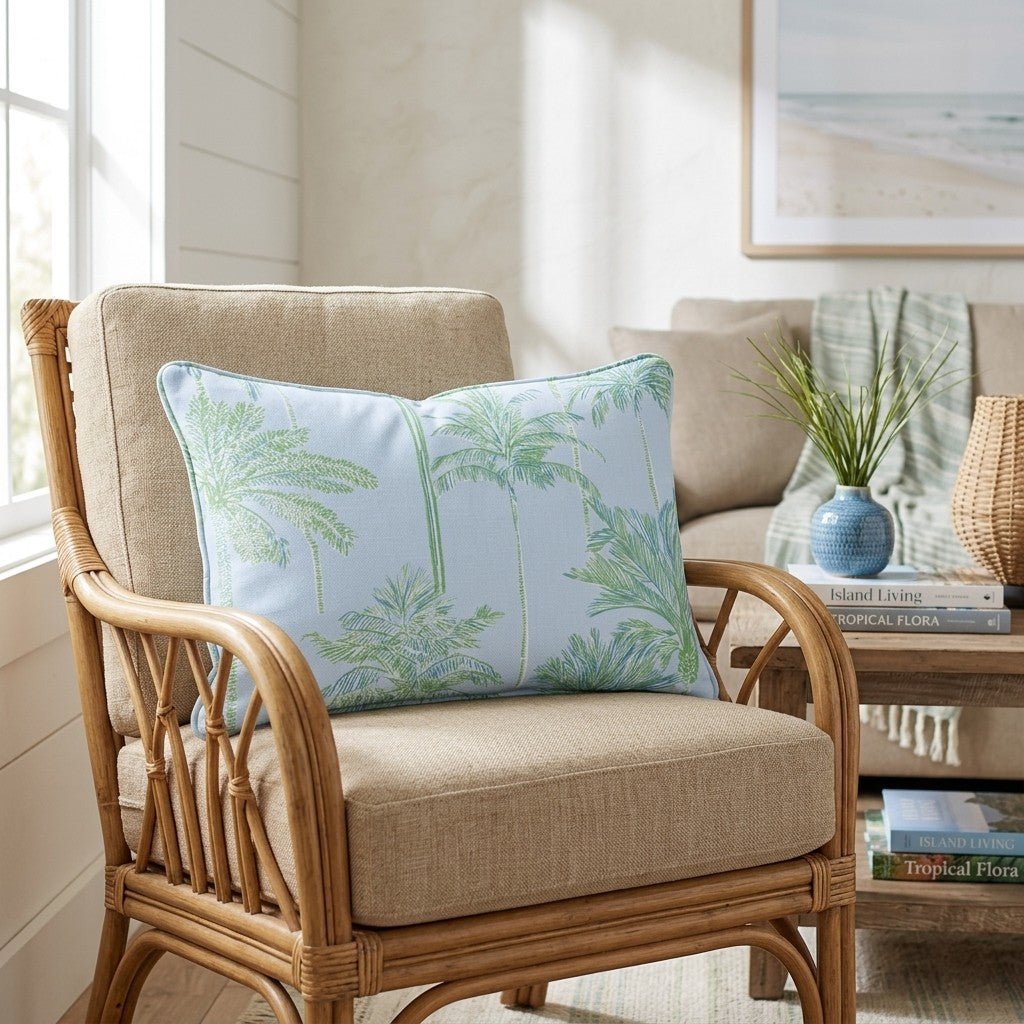Coastal Palms Throw Pillow - Hillcroft Home