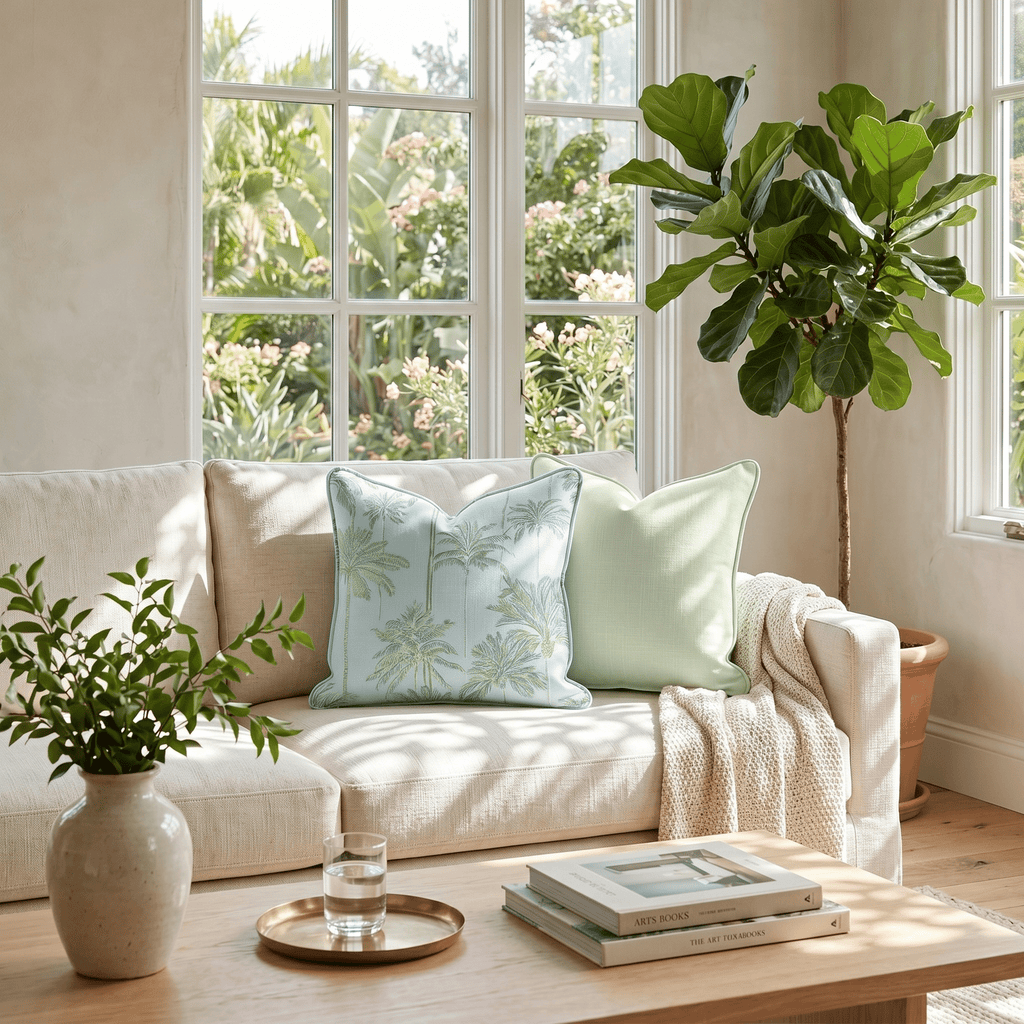 Coastal Palms Throw Pillow - Hillcroft Home