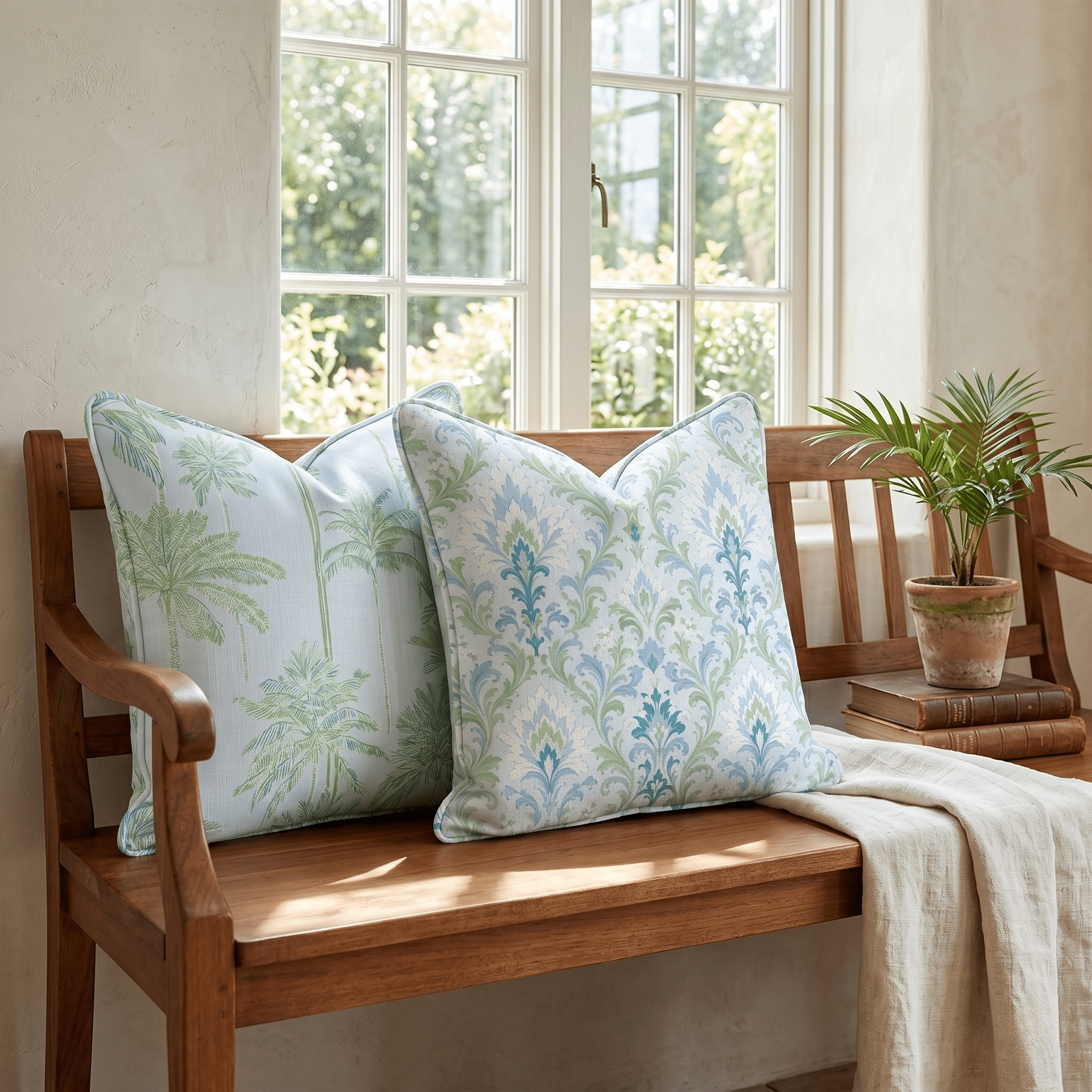 Coastal Palms Throw Pillow - Hillcroft Home
