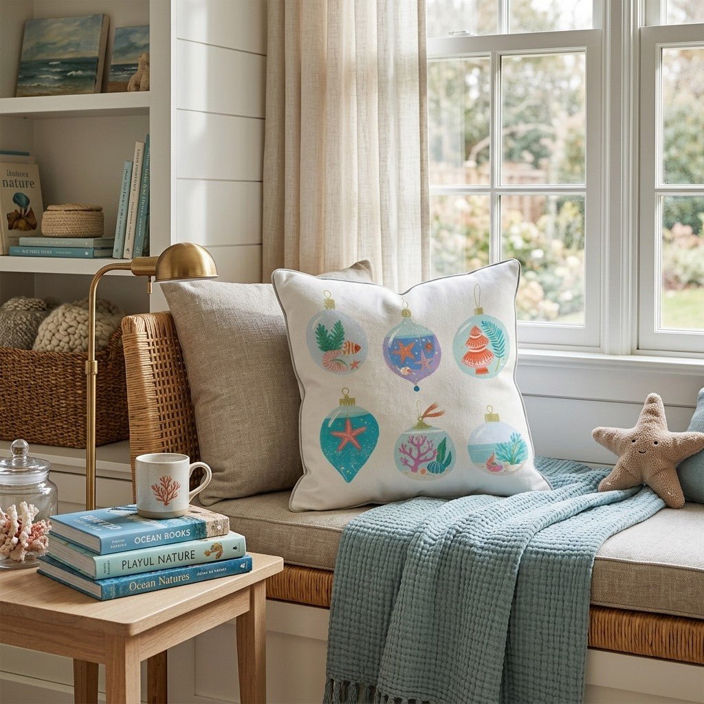Coastal Reef Ornaments Throw Pillow - Hillcroft Home