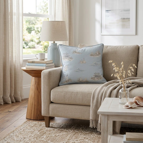 Coastal Toile Beach Throw Pillow - Hillcroft Home