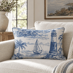 Coastal Toile Throw Pillow throw pillow - Hillcroft Home