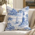 Coastal Toile Throw Pillow throw pillow - Hillcroft Home