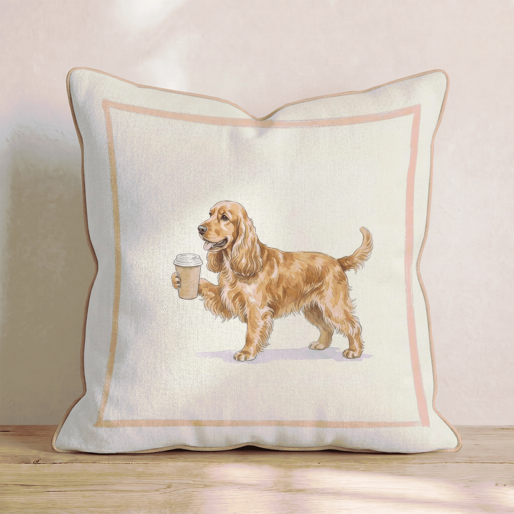 Cocker Spaniel Coffee Throw Pillow - Hillcroft Home