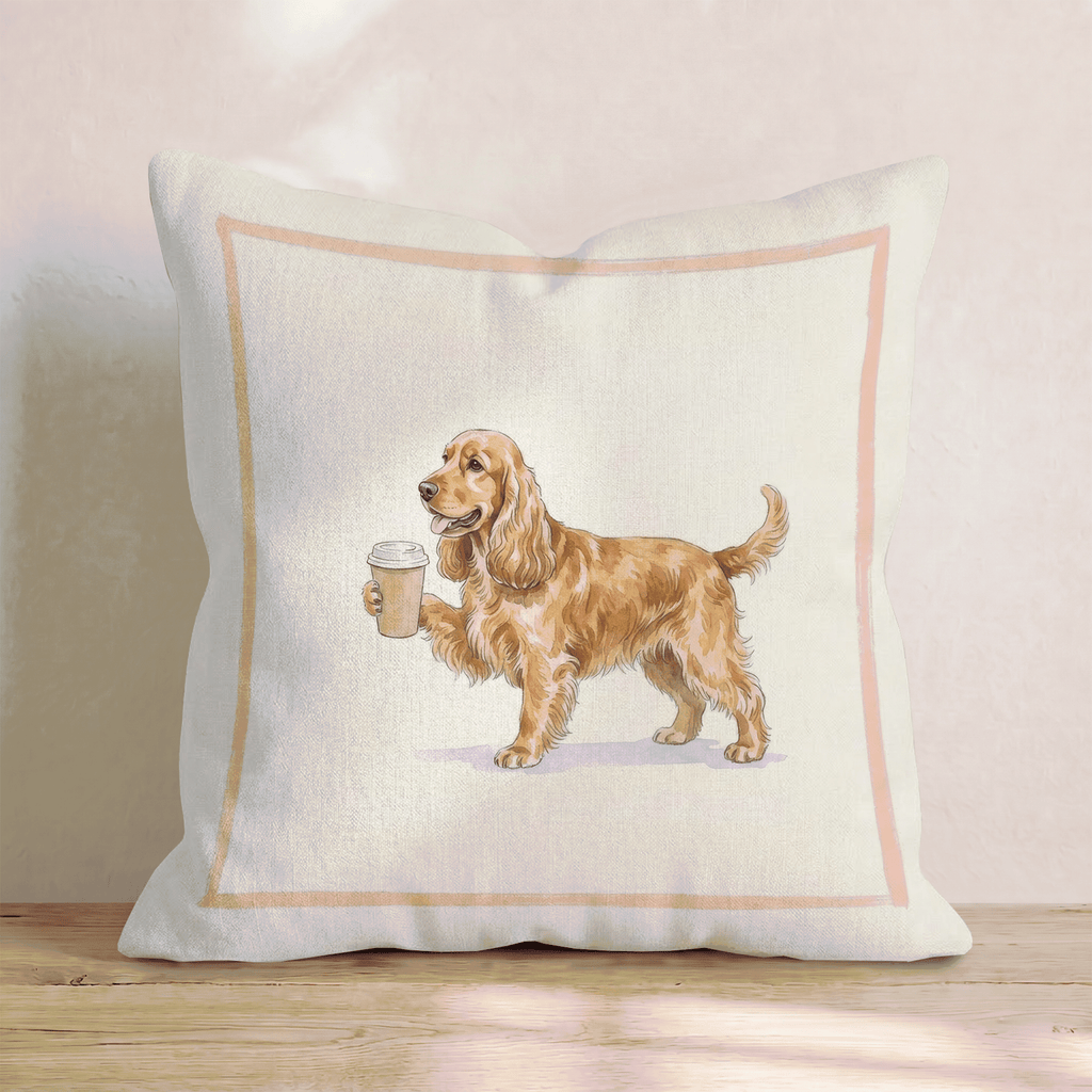 Cocker Spaniel Coffee Throw Pillow - Hillcroft Home
