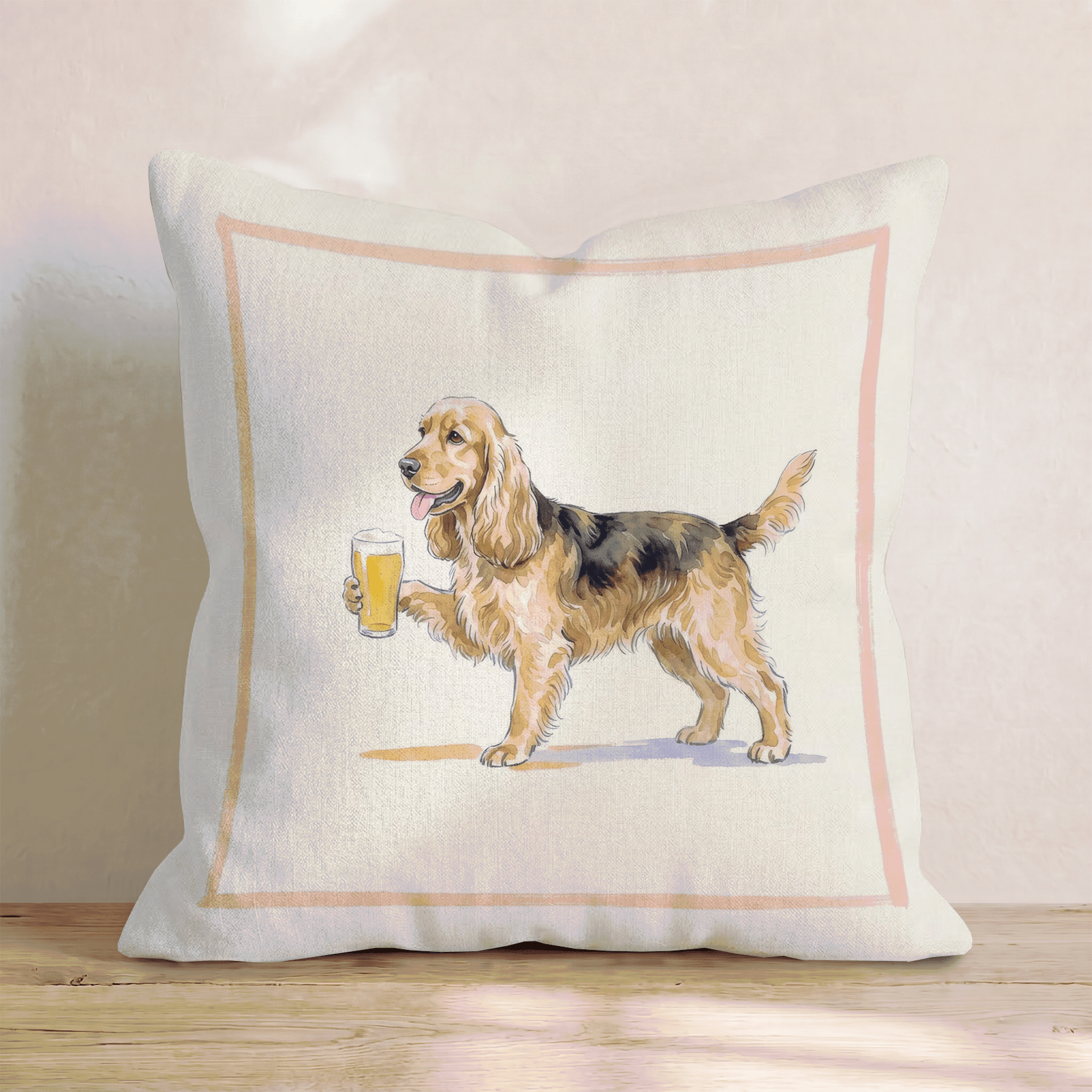 Cocker Spaniel Lager Throw Pillow - Hillcroft Home