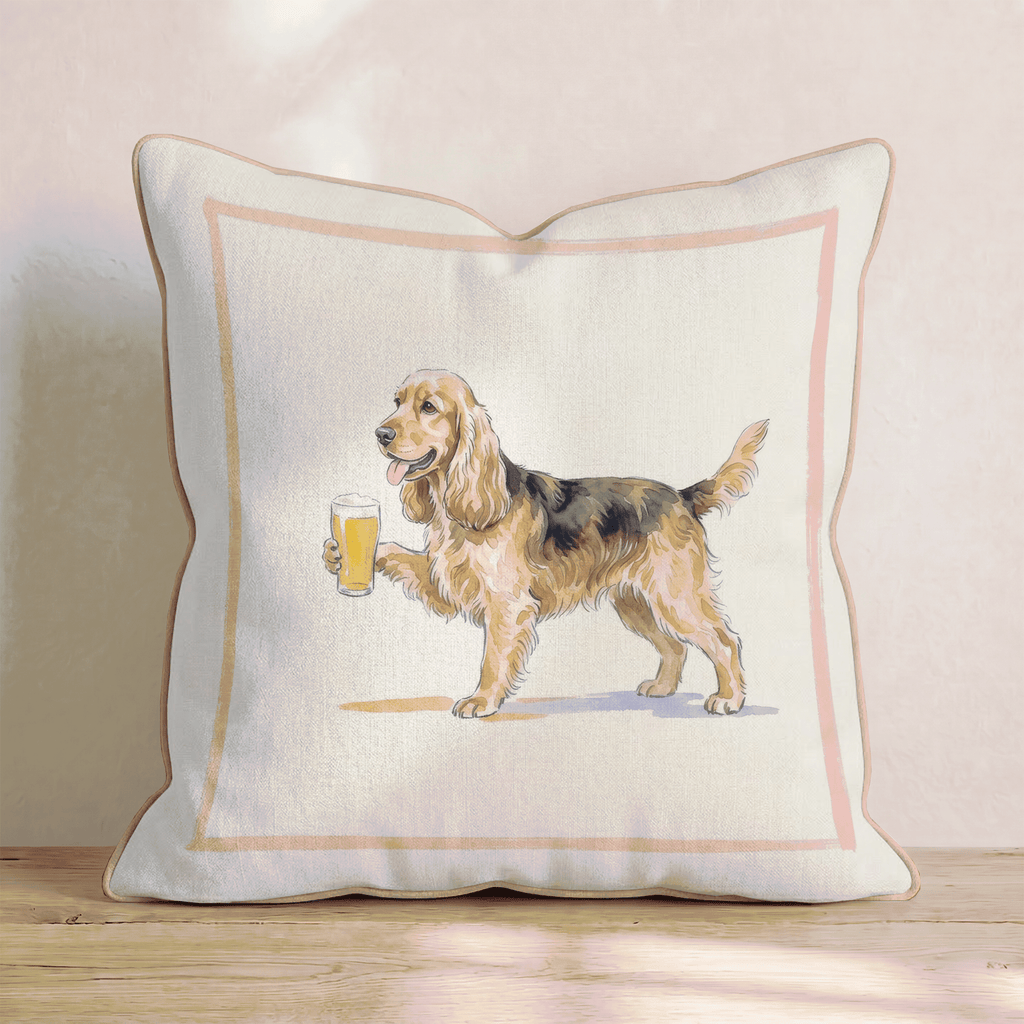 Cocker Spaniel Lager Throw Pillow - Hillcroft Home
