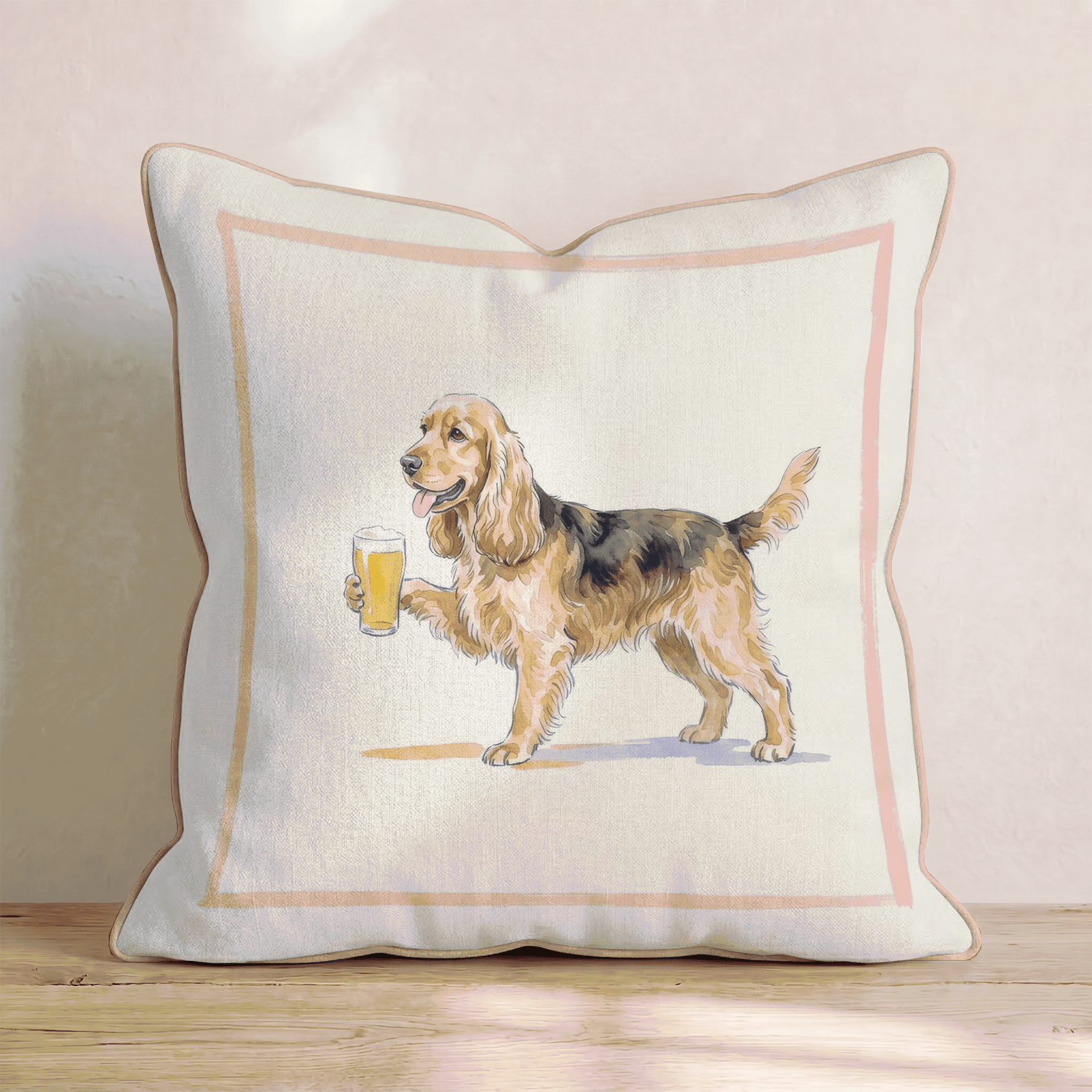 Cocker Spaniel Lager Throw Pillow - Hillcroft Home