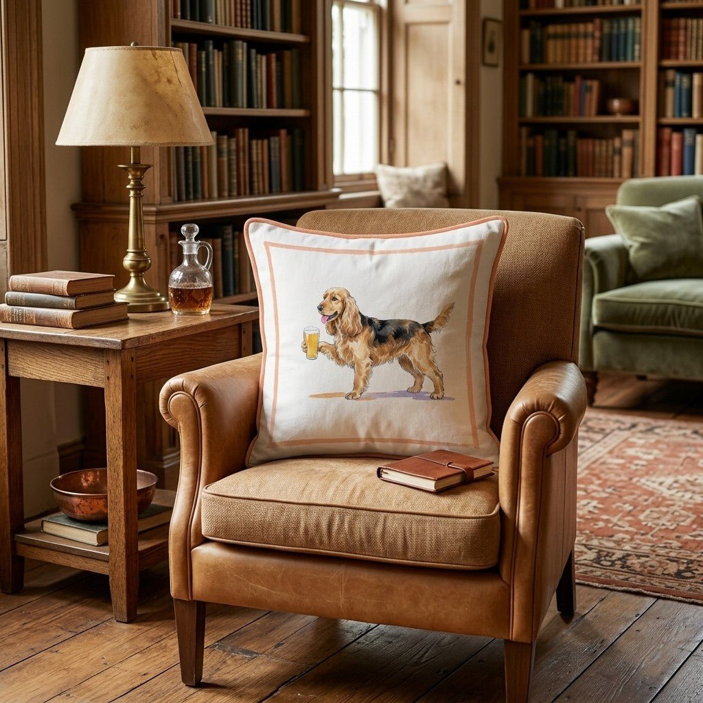 Cocker Spaniel Lager Throw Pillow - Hillcroft Home