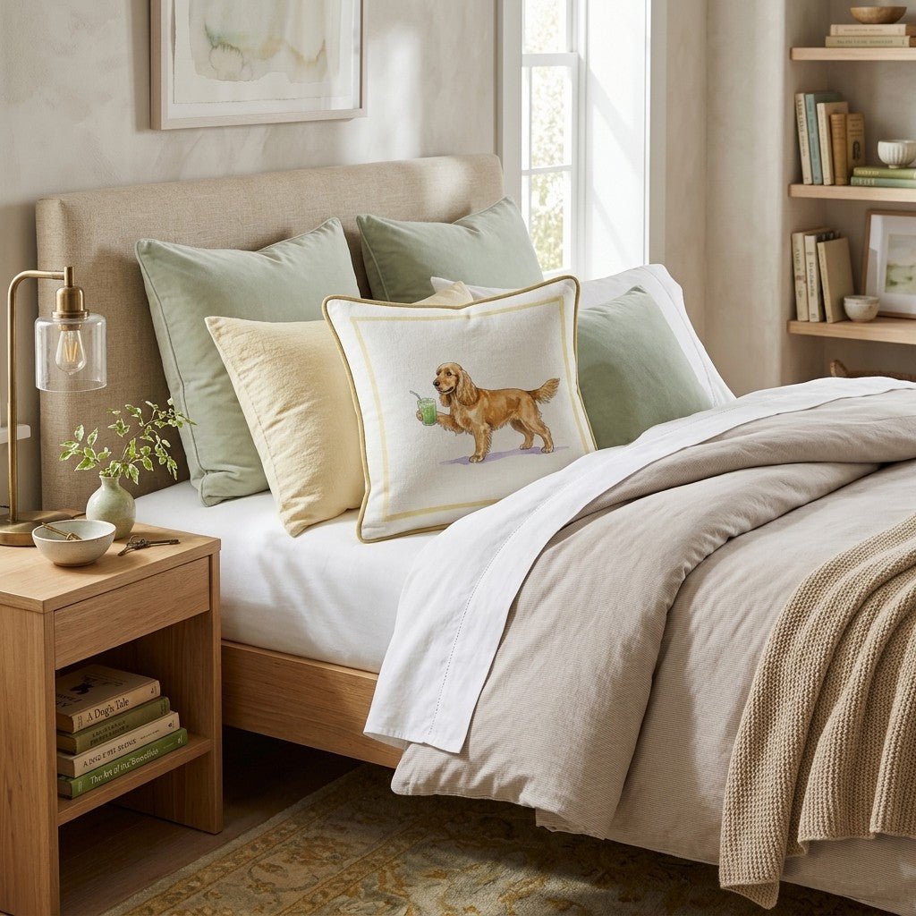 Cocker Spaniel Matcha Throw Pillow - Hillcroft Home