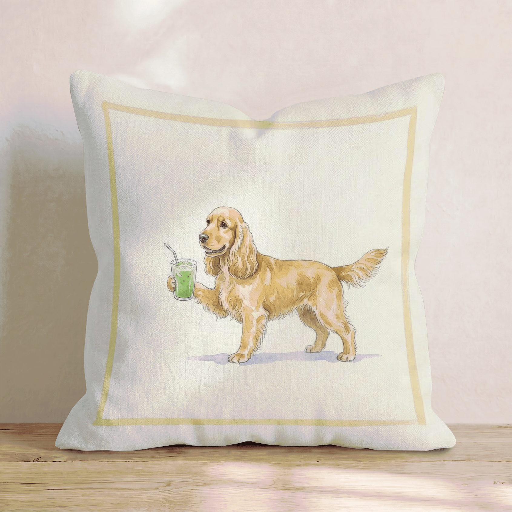 Cocker Spaniel Matcha Throw Pillow - Hillcroft Home