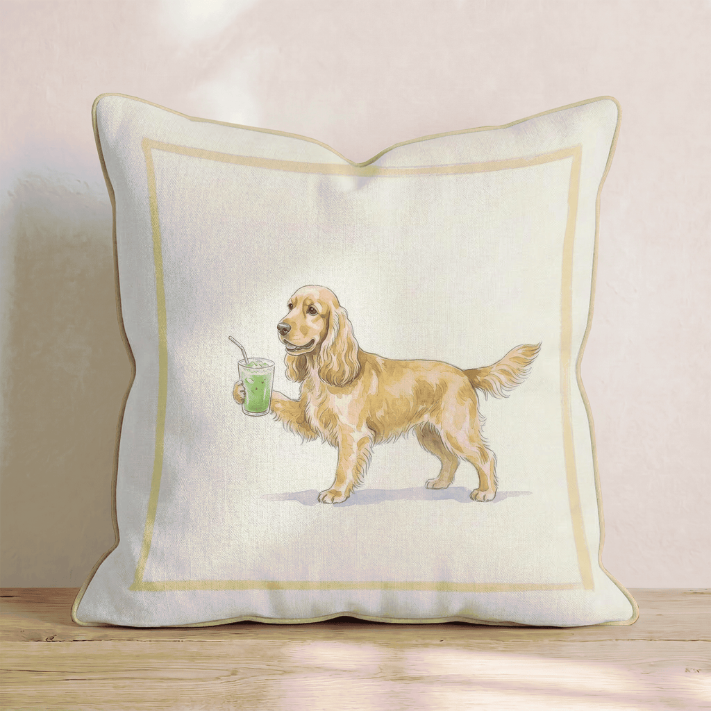 Cocker Spaniel Matcha Throw Pillow - Hillcroft Home