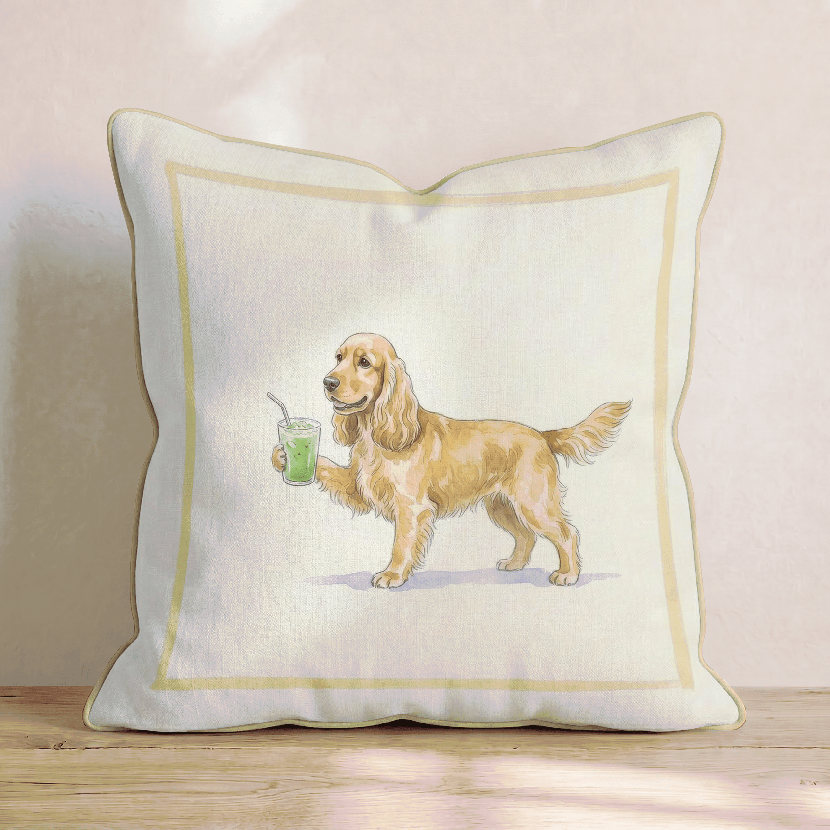 Cocker Spaniel Matcha Throw Pillow - Hillcroft Home