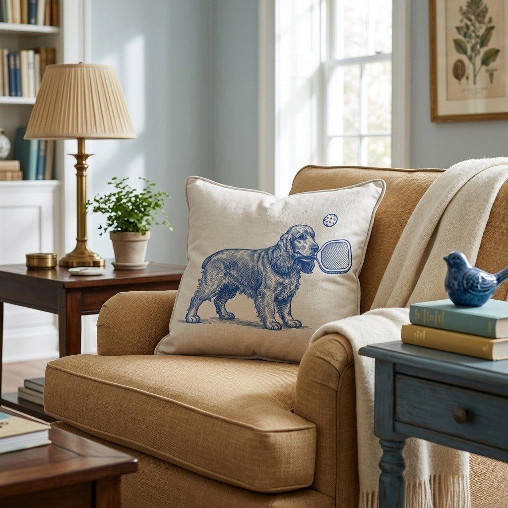 Cocker Spaniel Pickleball Throw Pillow - Hillcroft Home