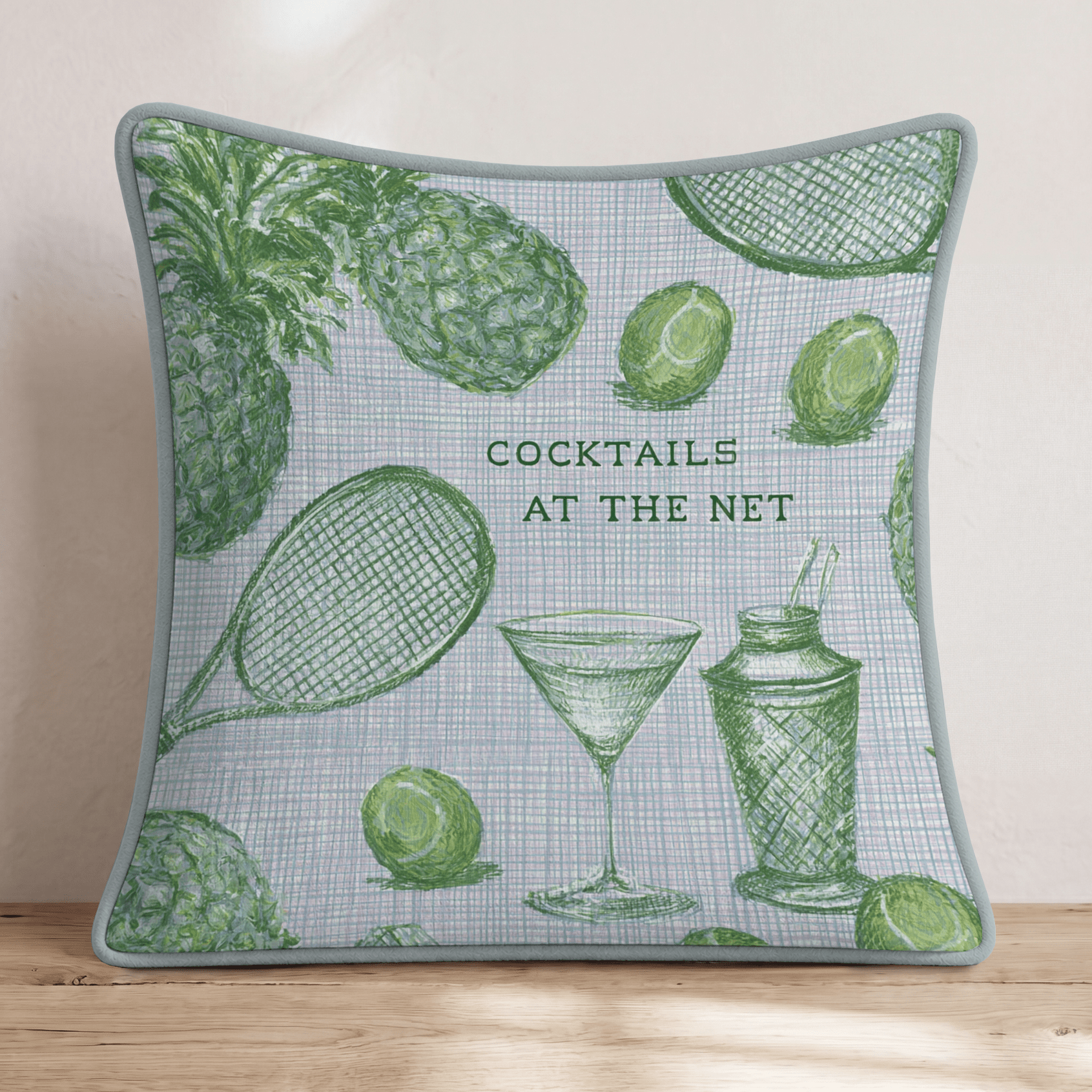 Cocktails At The Net Throw Pillow - Hillcroft Home