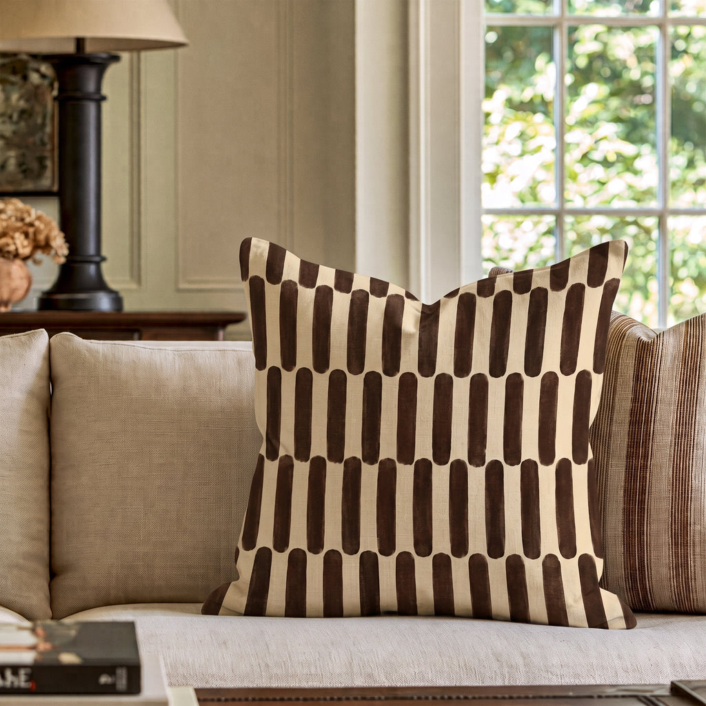 Cocoa Dash Stripe Throw Pillow throw pillow - Hillcroft Home