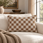 Cocoa Gingham Throw Pillow throw pillow - Hillcroft Home