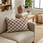 Cocoa Gingham Throw Pillow - Hillcroft Home