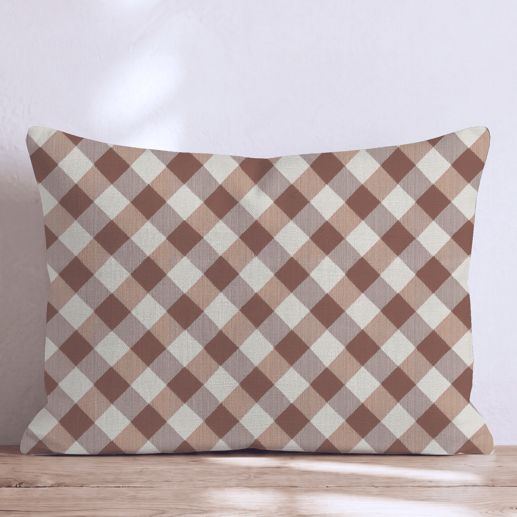 Cocoa Gingham Throw Pillow - Hillcroft Home