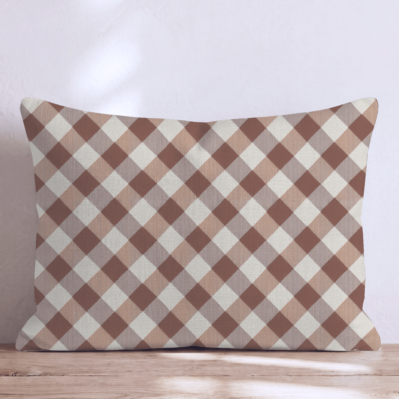 Cocoa Gingham Throw Pillow - Hillcroft Home