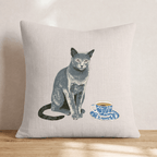 Coffee Hour For The Russian Blue Throw Pillow - Hillcroft Home