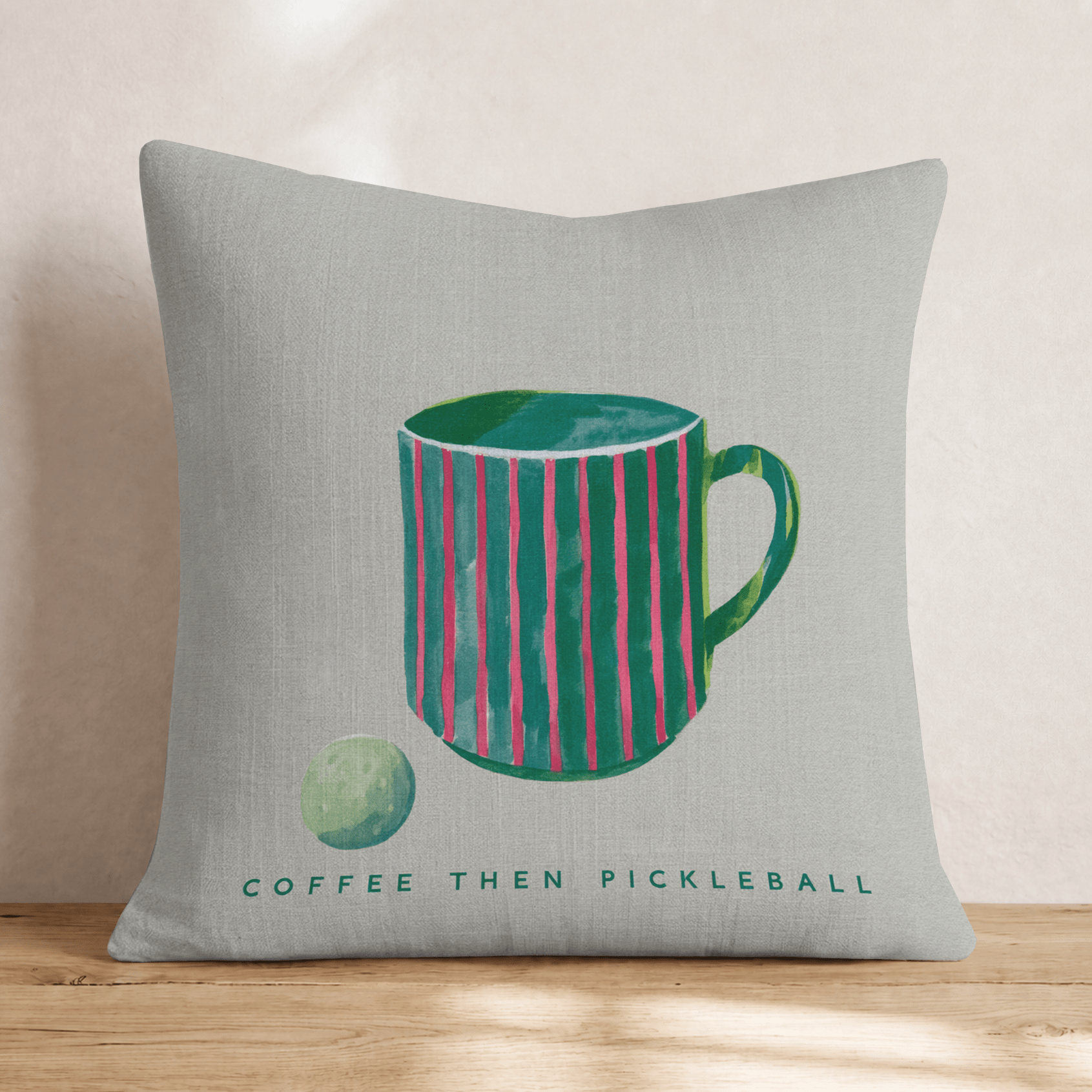 Coffee Then Pickleball Throw Pillow - Hillcroft Home