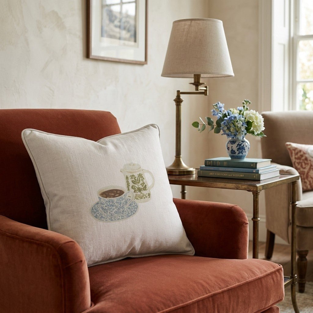Coffee Time Throw Pillow - Hillcroft Home