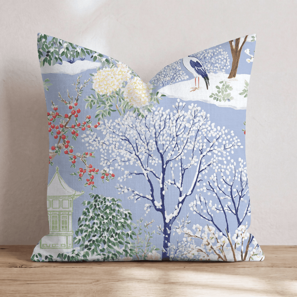 Cold Winter Chinoiserie Throw Pillow - Hillcroft Home