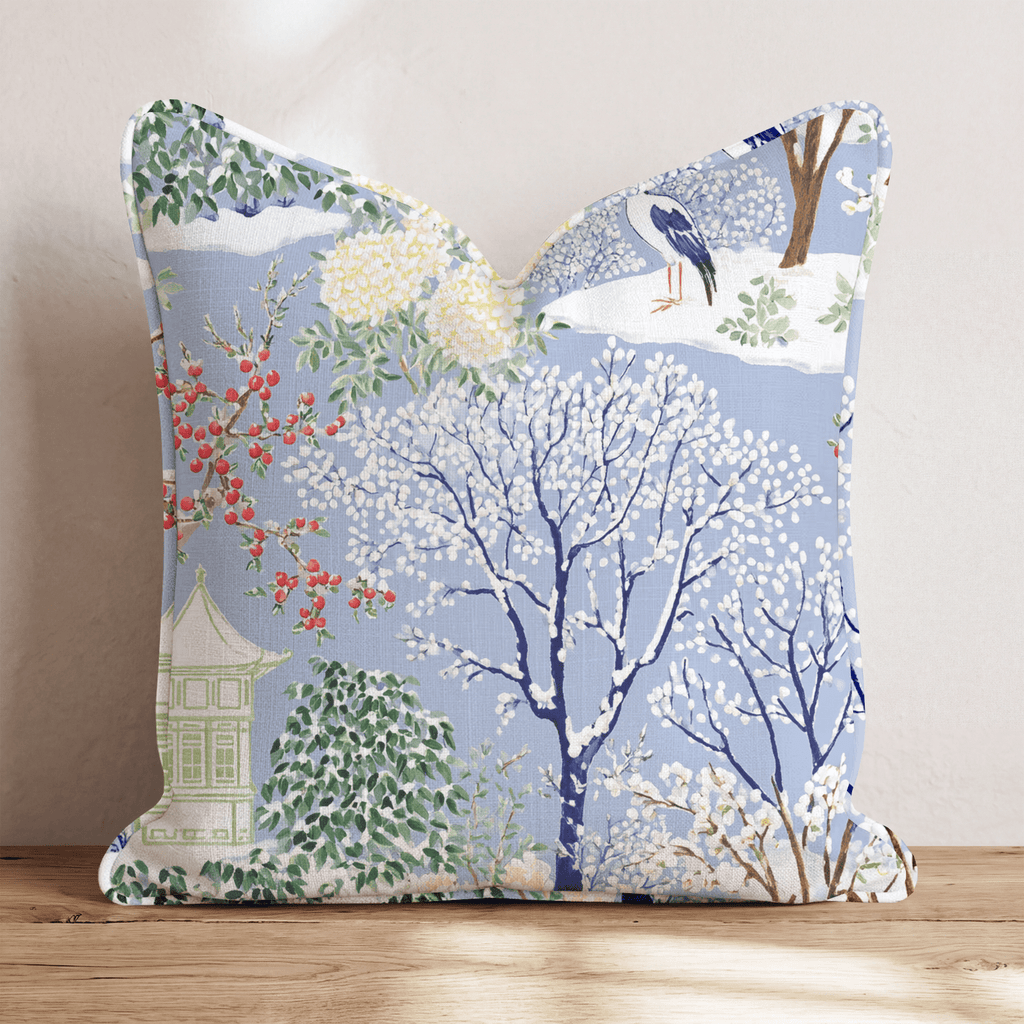 Cold Winter Chinoiserie Throw Pillow - Hillcroft Home