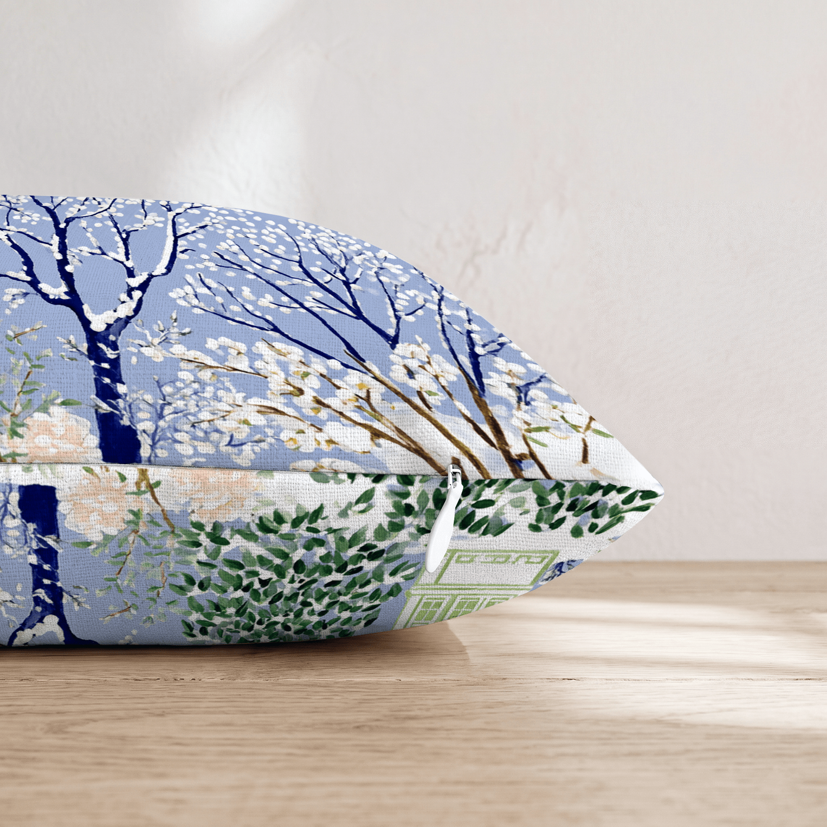 Cold Winter Chinoiserie Throw Pillow - Hillcroft Home