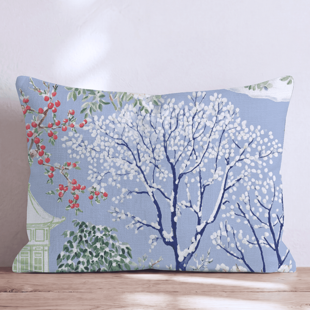 Cold Winter Chinoiserie Throw Pillow - Hillcroft Home