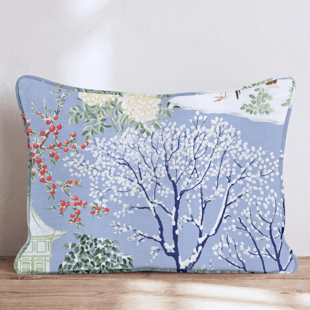 Cold Winter Chinoiserie Throw Pillow - Hillcroft Home