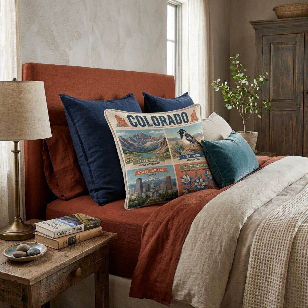 Colorado State Symbols Throw Pillow - Hillcroft Home