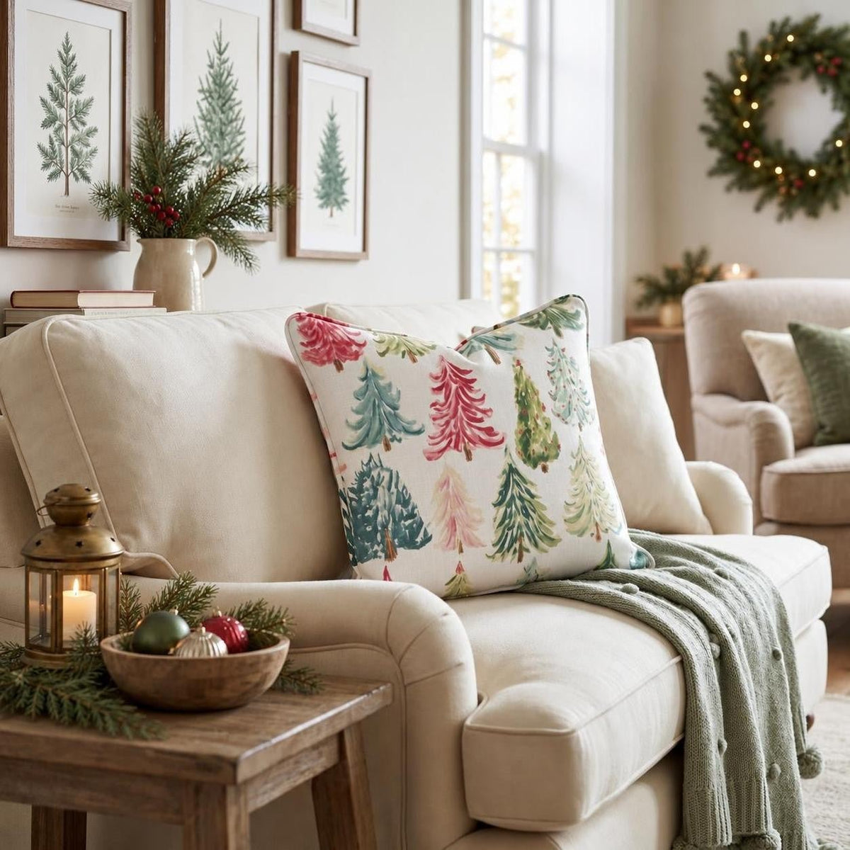 Colorful Tree Farm Throw Pillow throw pillow - Hillcroft Home