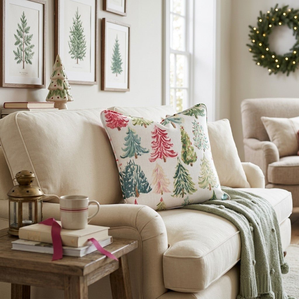 Colorful Tree Farm Throw Pillow - Hillcroft Home