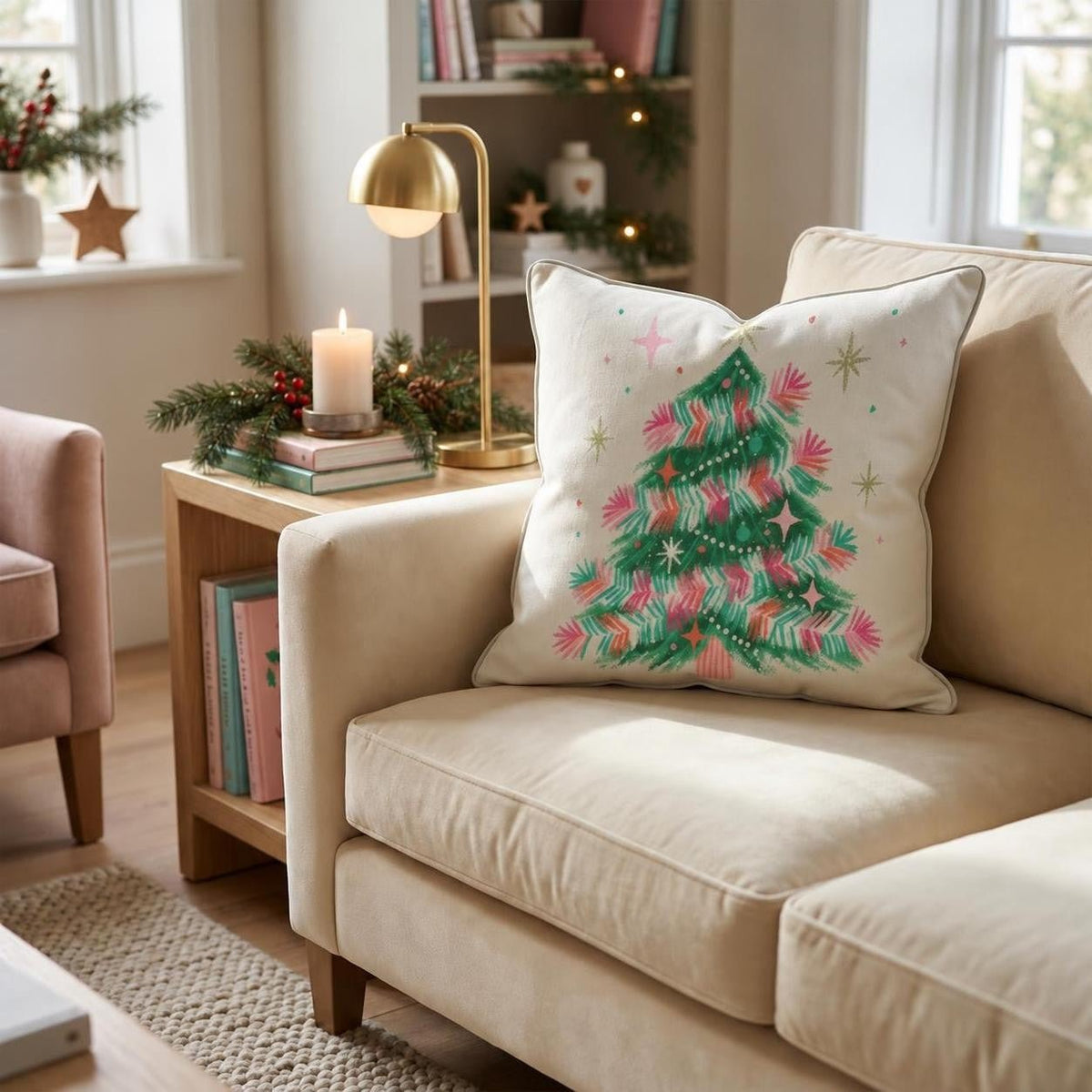 Confetti Star Fir Throw Pillow throw pillow - Hillcroft Home