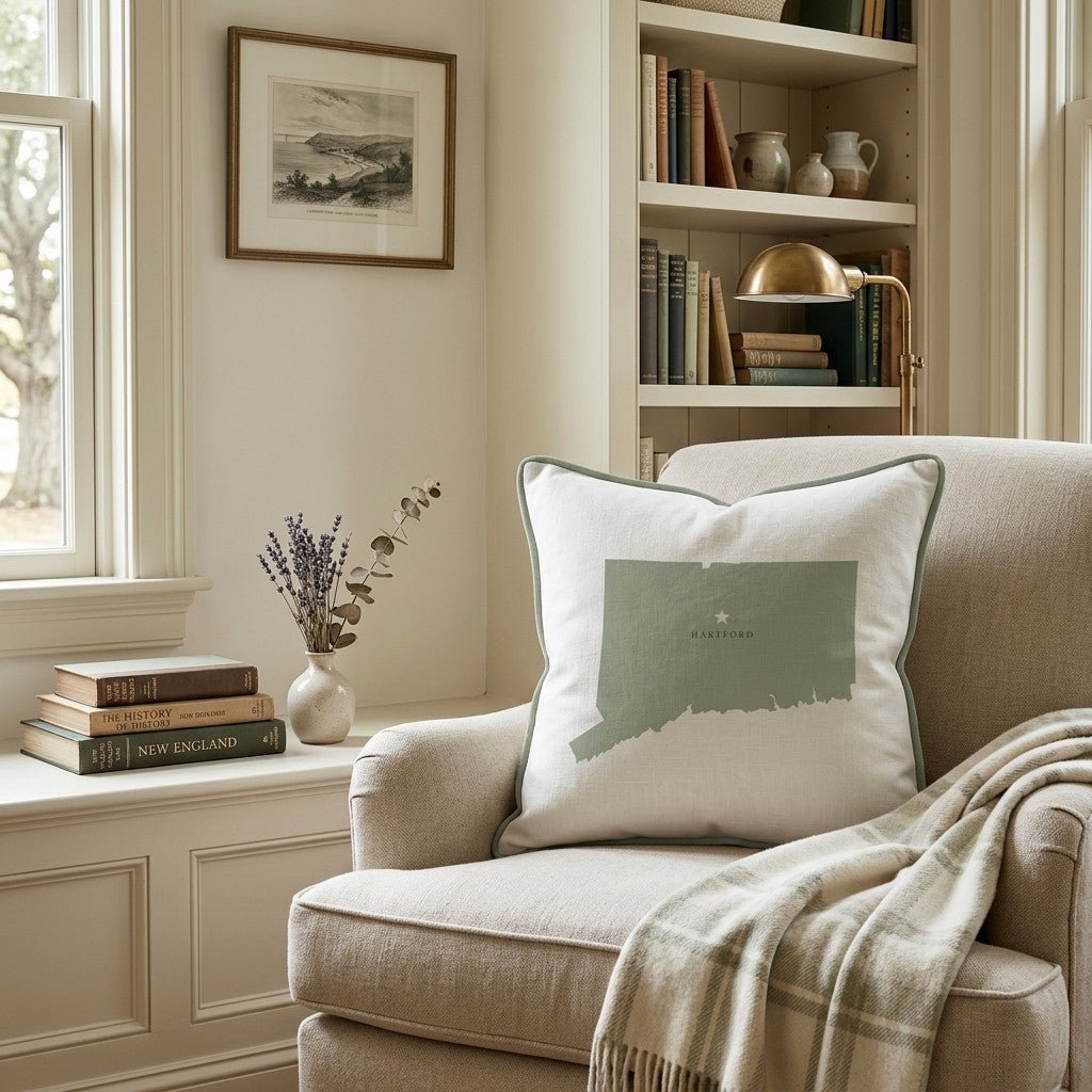 Connecticut State Capital Throw Pillow - Hillcroft Home