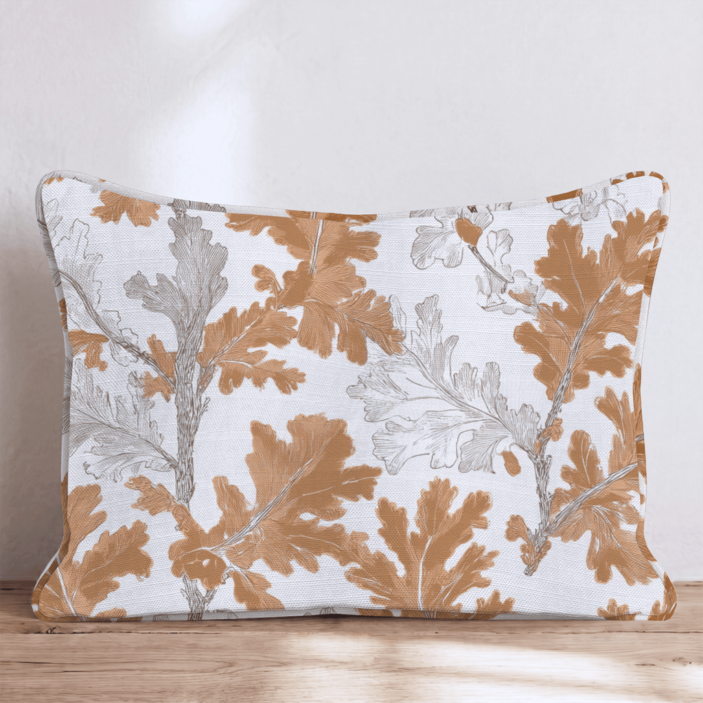 Copper Oak Leaf Toile Throw Pillow - Hillcroft Home