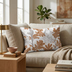 Copper Oak Leaf Toile Throw Pillow - Hillcroft Home