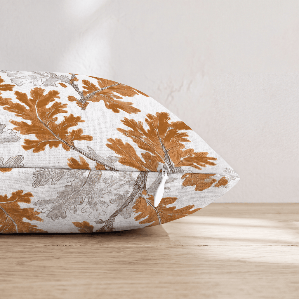 Copper Oak Leaf Toile Throw Pillow - Hillcroft Home