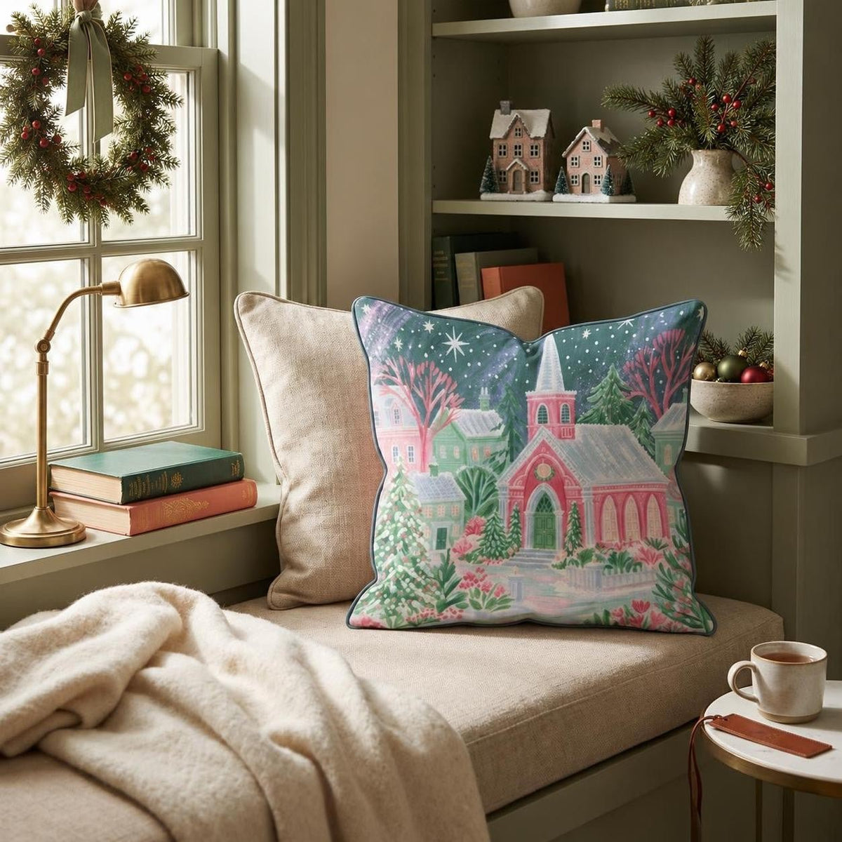 Coral Reef Wreath Throw Pillow throw pillow - Hillcroft Home