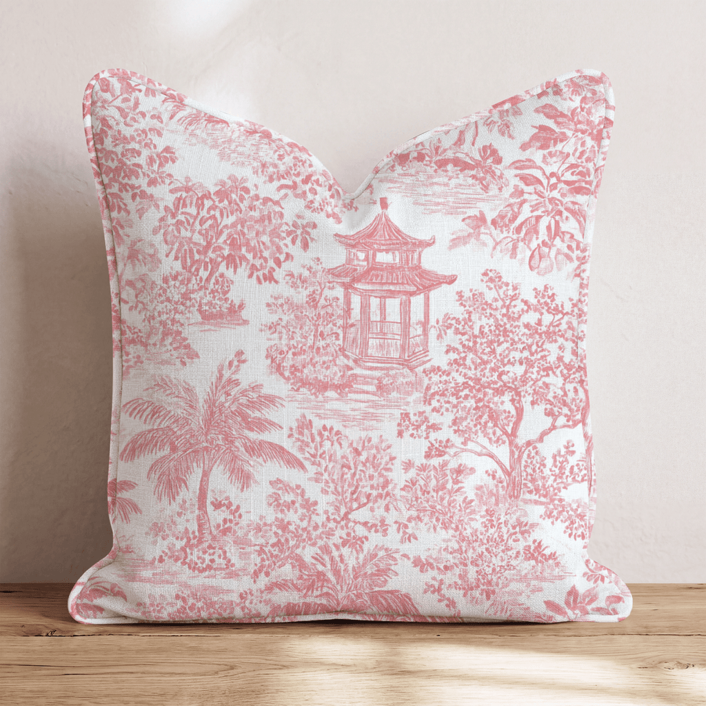 Coral Trees Toile Throw Pillow - Hillcroft Home