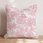 Coral Trees Toile Throw Pillow - Hillcroft Home