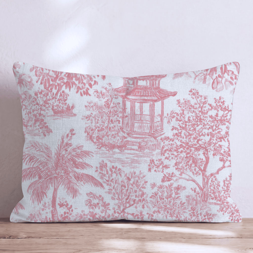 Coral Trees Toile Throw Pillow - Hillcroft Home