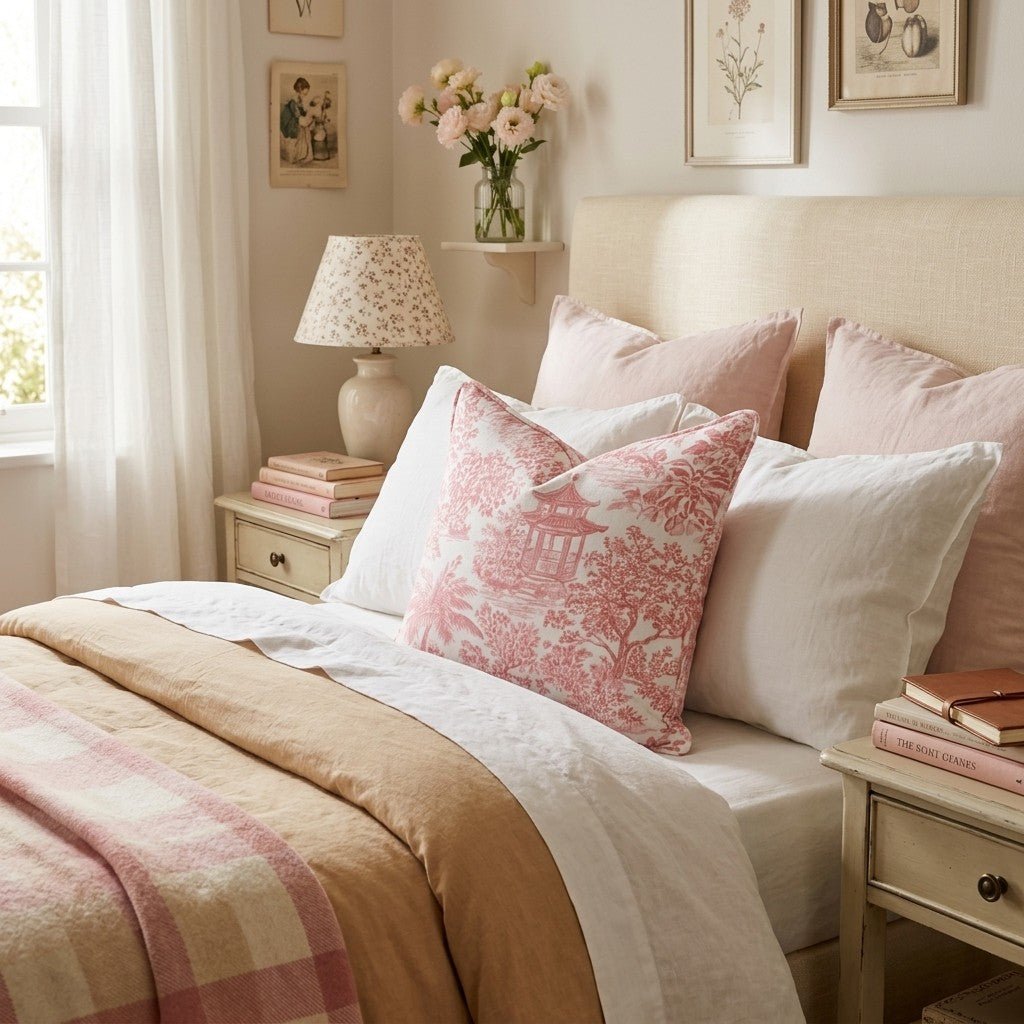Coral Trees Toile Throw Pillow - Hillcroft Home